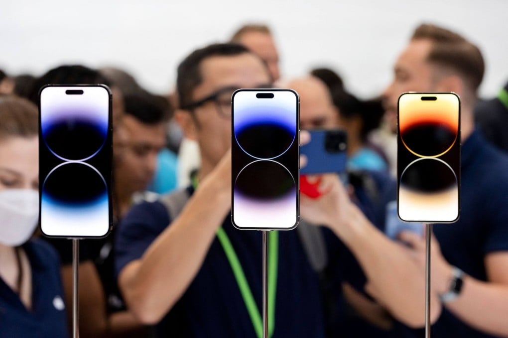 This photo taken September 7, 2022 shows the iPhone 14 Pro and 14 Pro Max on display at an Apple event in Cupertino, California. Photo: AFP