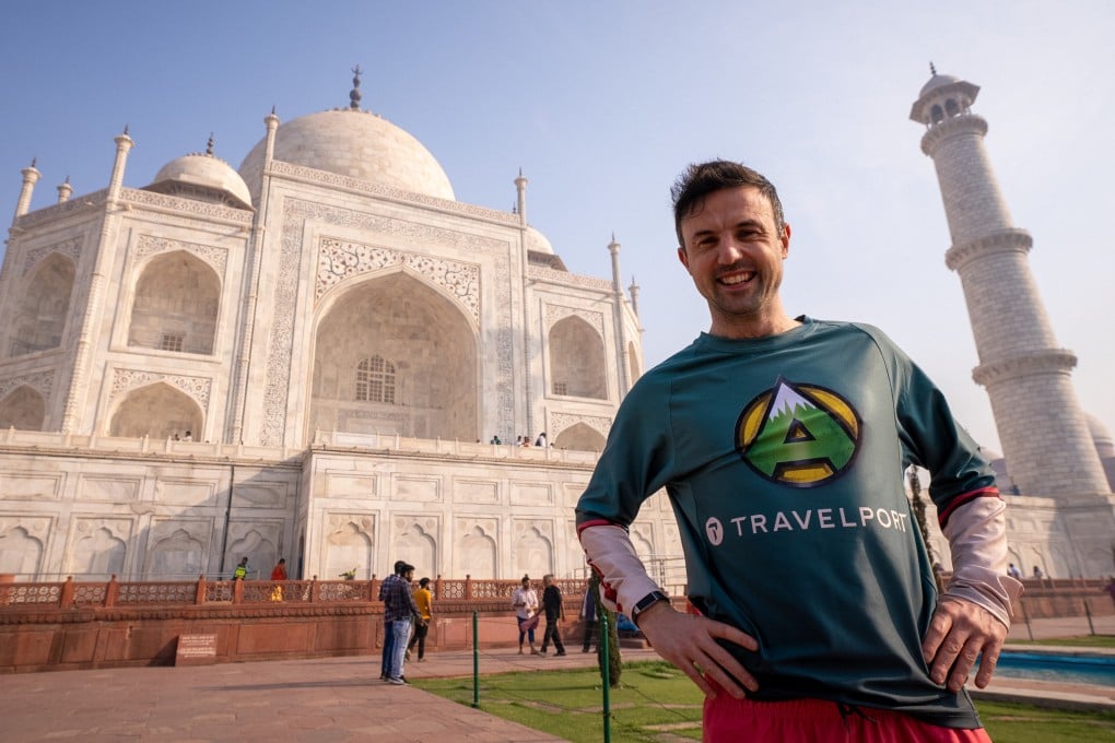 Jamie McDonald set a Guinness World Record for visiting the new Seven Wonders of the World in seven days. Above: McDonald at the Taj Mahal in Agra, India. Photo: Travelport