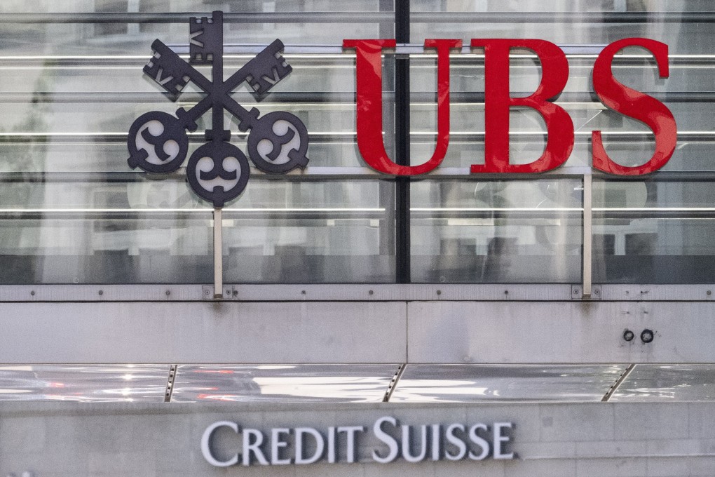 The two logos of UBS and Credit Suisse are seen in Zurich, Switzerland. UBS completed the acquisition of Credit Suisse on Monday. Photo: EPA-EFE