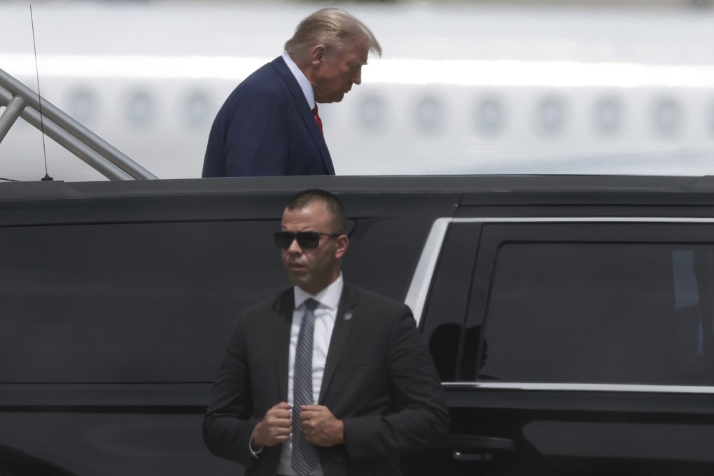 Donald Trump arriving at Miami International Airport on Monday ahead of his court appearance. Photo: TNS