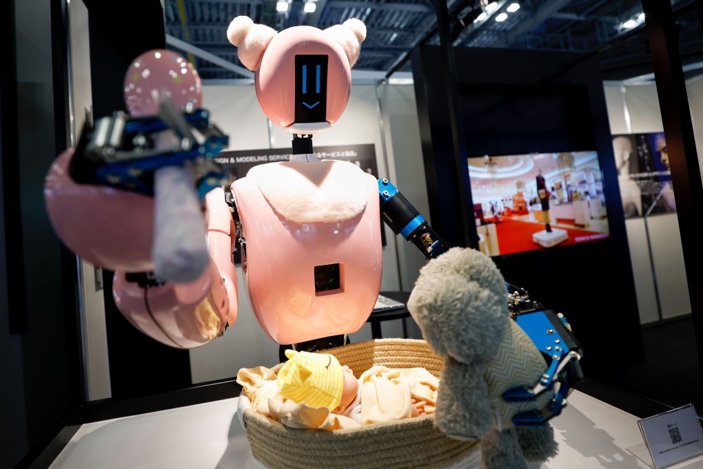 A THK Co humanoid robot, designed by Yoshichu Mannequin Co, at the International Robot Exhibition in Tokyo in March 2022. Photo: Bloomberg