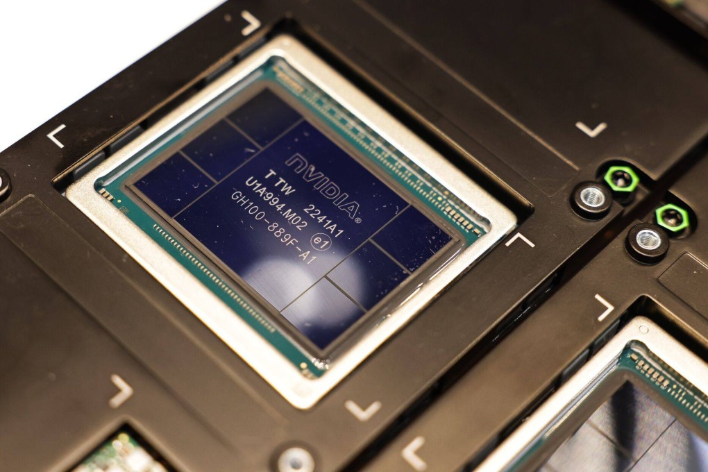 An Nvidia HGX H100 artificial intelligence supercomputing GPU seen at the company’s showroom in Taipei, Taiwan. Photo: Bloomberg