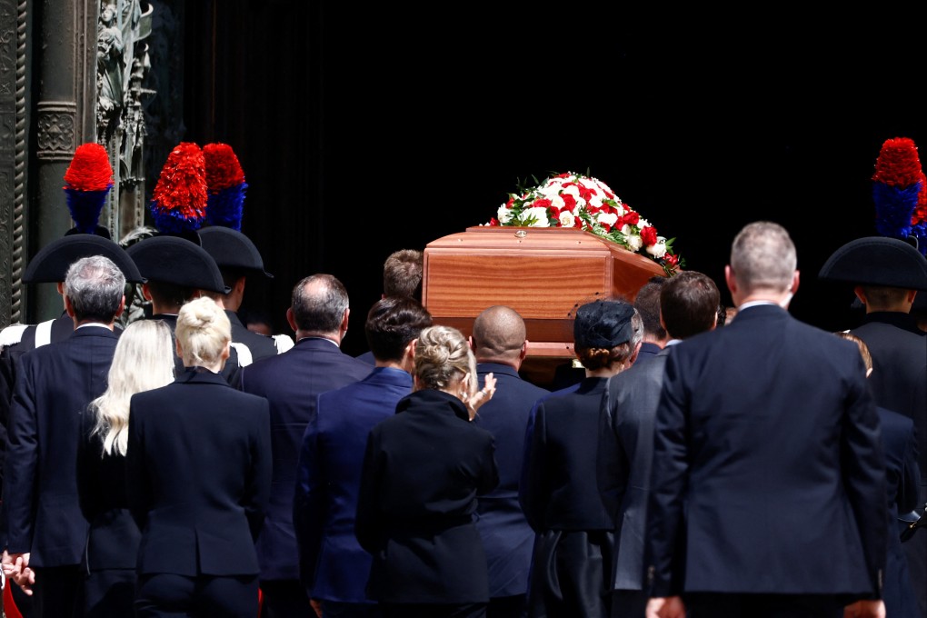 Pallbearers carry the coffin of former Italian Prime Minister Silvio Berlusconi during his funeral at the Duomo Cathedral, in Milan, Italy. Photo: Reuters