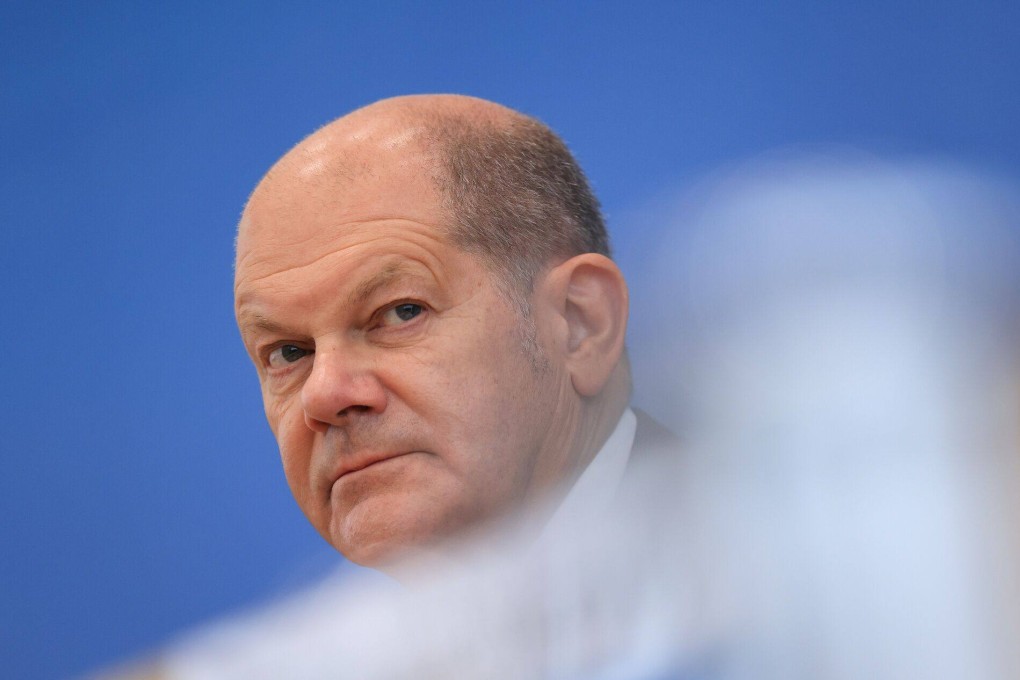 Olaf Scholz, Germany’s chancellor, takes part in a news conference in Berlin on Wednesday. Photo: Bloomberg