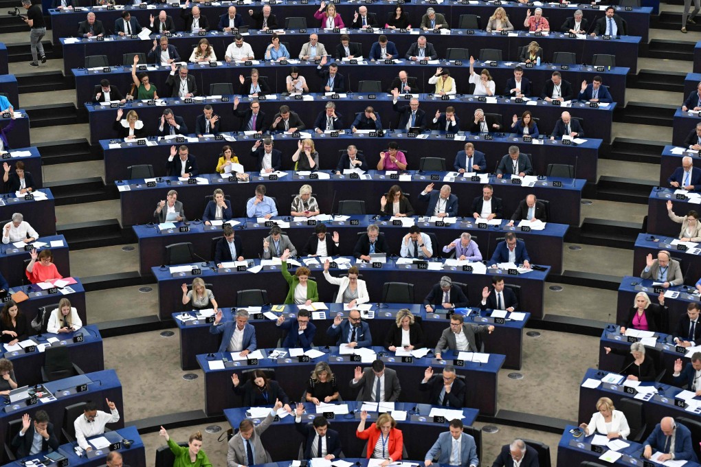 During a resolution debate on Wednesday, members of the European Parliament lined up to criticise the governments in Hong Kong and Beijing for a crackdown that wiped out the city’s political opposition, saw a purge of critical local media, and led to hundreds being jailed. Photo: AFP
