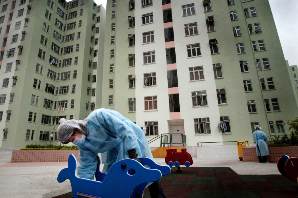 Large-scale cleaning operations were carried out at a number of housing estates badly affected by Sars. Photo: Martin Chan