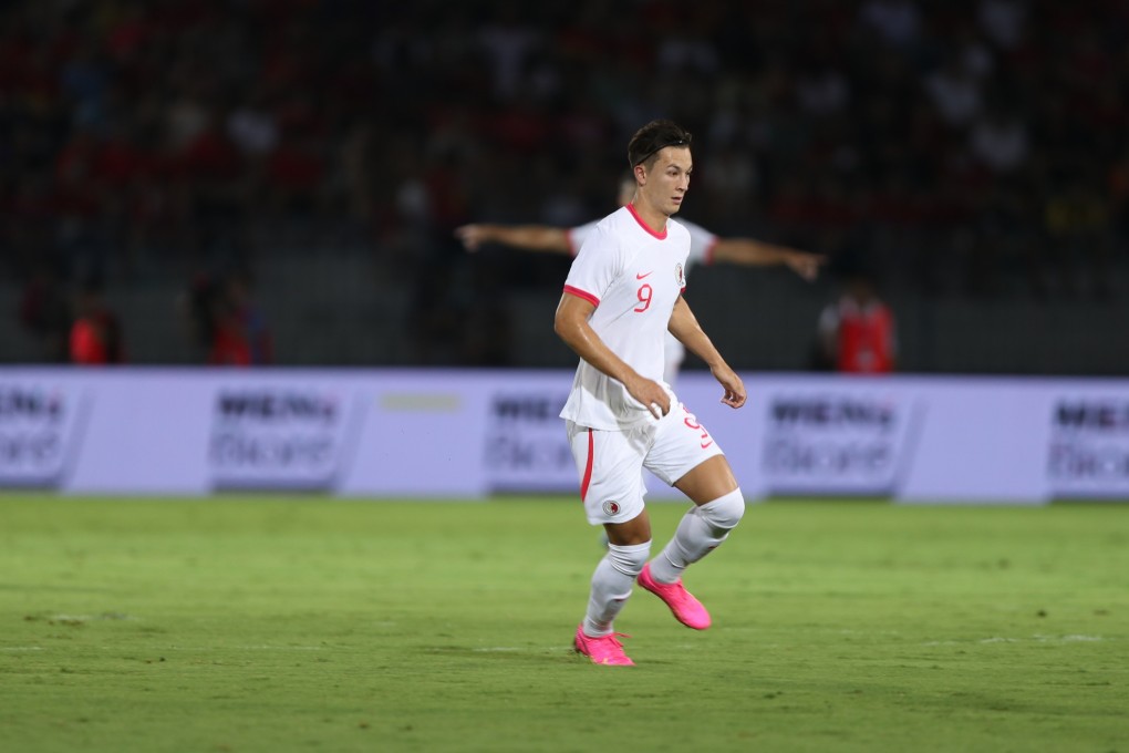 Hong Kong striker Matt Orr went closest to breaking his side’s duck in front of goal in the 1-0 defeat away against Vietnam in Haiphong. Photo: HKFA