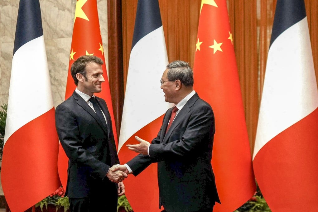 Li Qiang and Emmanuel Macron pictured during their meeting in Beijing in April. Photo: AFP