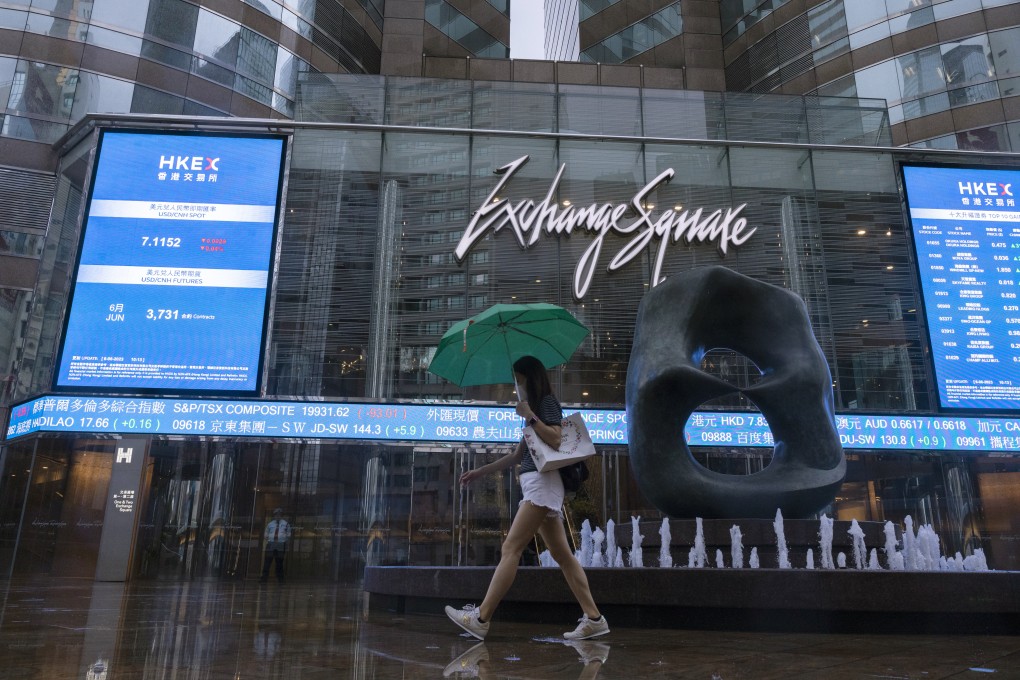 The electronic screen of the Hong Kong Stock Exchange on June 6, 2023. Photo: AP