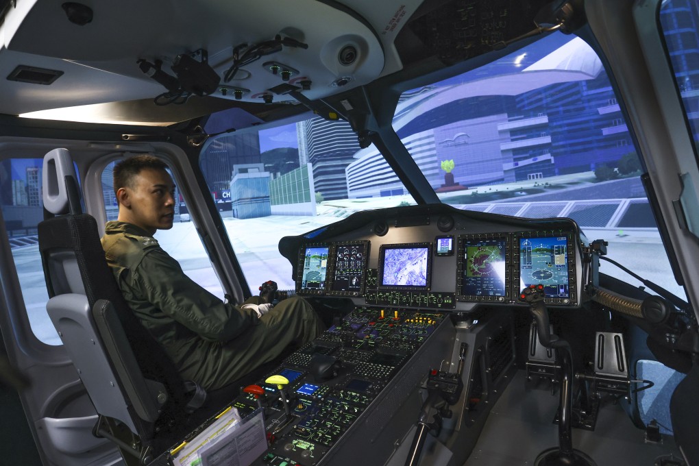 The new hi-tech helicopter simulator, a first for Asia, which will cut training time for Government Flying Service pilots by up to two years. Photo: Jonathan Wong