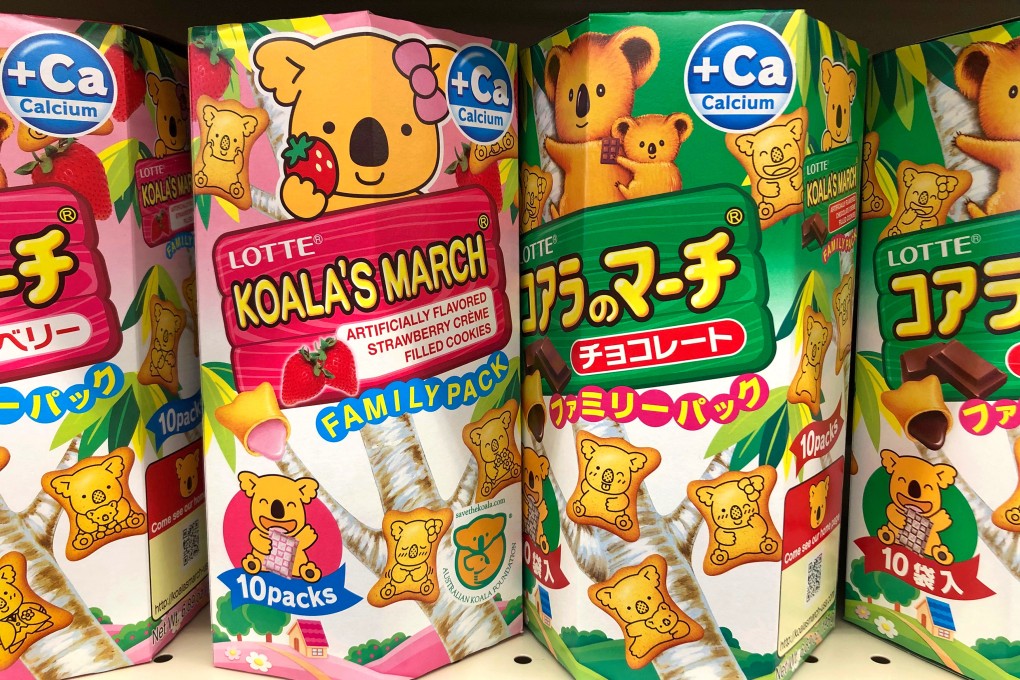 Lotte’s Koala’s March have become a hit in Asia since their launch in 1984. The filled cookies come in more than 600 different designs, including an “eyebrow koala” said to bring good luck that fans go to great lengths to find. Photo: Shutterstock