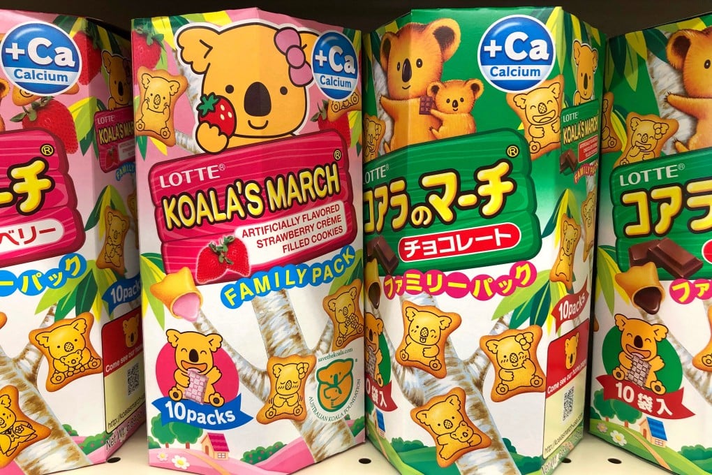 Lotte’s Koala’s March have become a hit in Asia since their launch in 1984. The filled cookies come in more than 600 different designs, including an “eyebrow koala” said to bring good luck that fans go to great lengths to find. Photo: Shutterstock