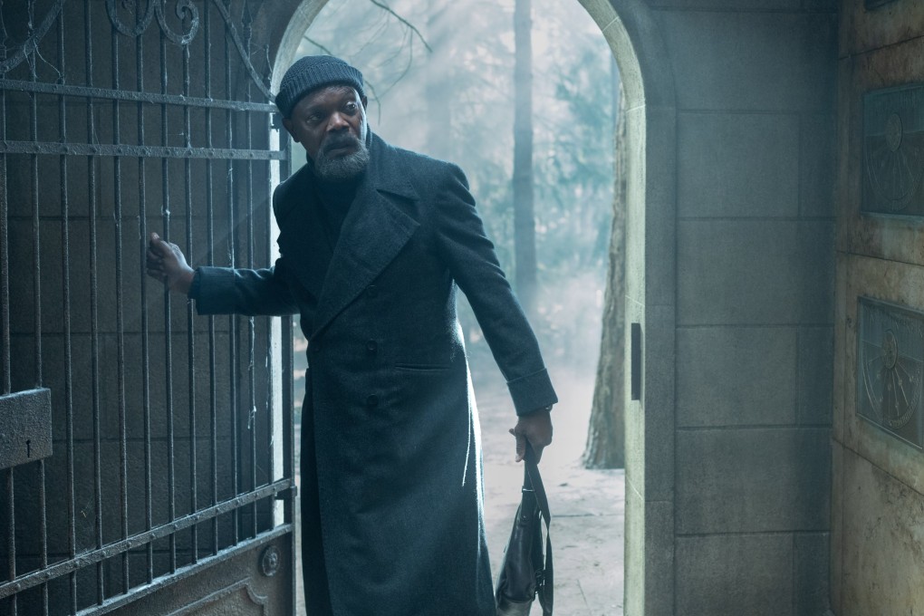 Samuel L. Jackson as Nick Fury a still from Marvel series “Secret Invasion”. The show on Disney+, also starring Emilia Clarke and Oscar winner Olivia Colman, is more spy thriller than superhero action series. Photo: Des Willie