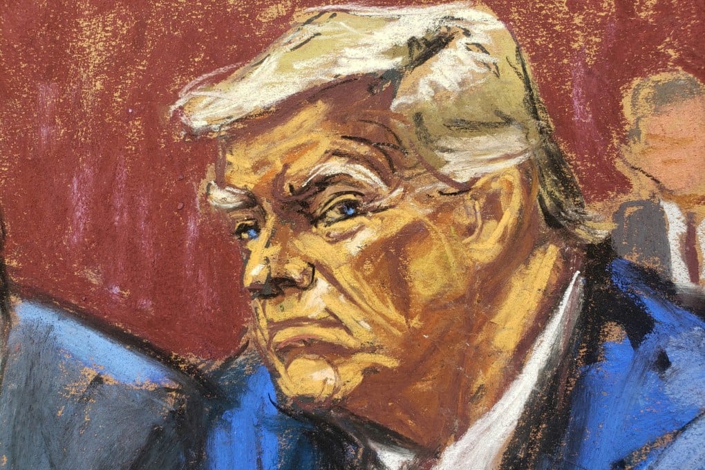 A courtroom sketch shows Donald Trump on Tuesday. Photo: Reuters