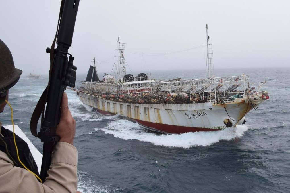 A photo taken in 2018 by the Argentine Naval Prefecture shows a Chinese-flag-bearing fishing boat found illegally fishing in Argentina’s exclusive economic zone. Photo: AFP