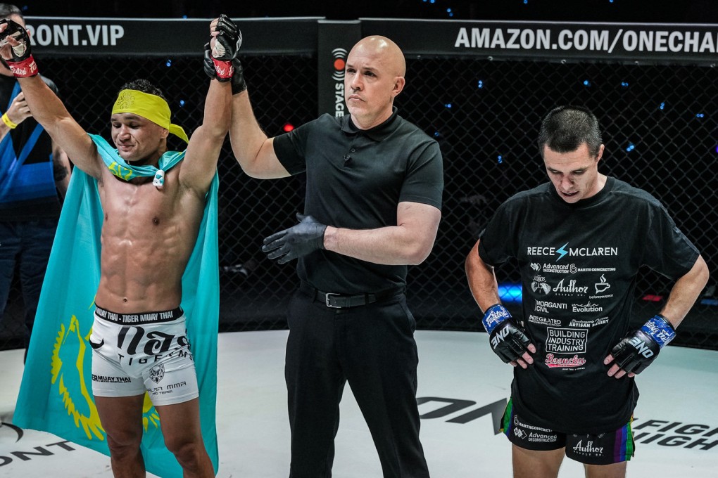 Kairat Akhmetov celebrates his win over Reece McLaren at ONE Fight Night 10 in Denver. Photos: ONE Championship