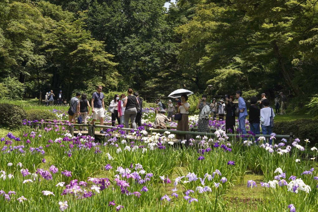 Visitors at the Iris Garden of the Meiji Shrine in Tokyo, Japan. Photo: EPA-EFE