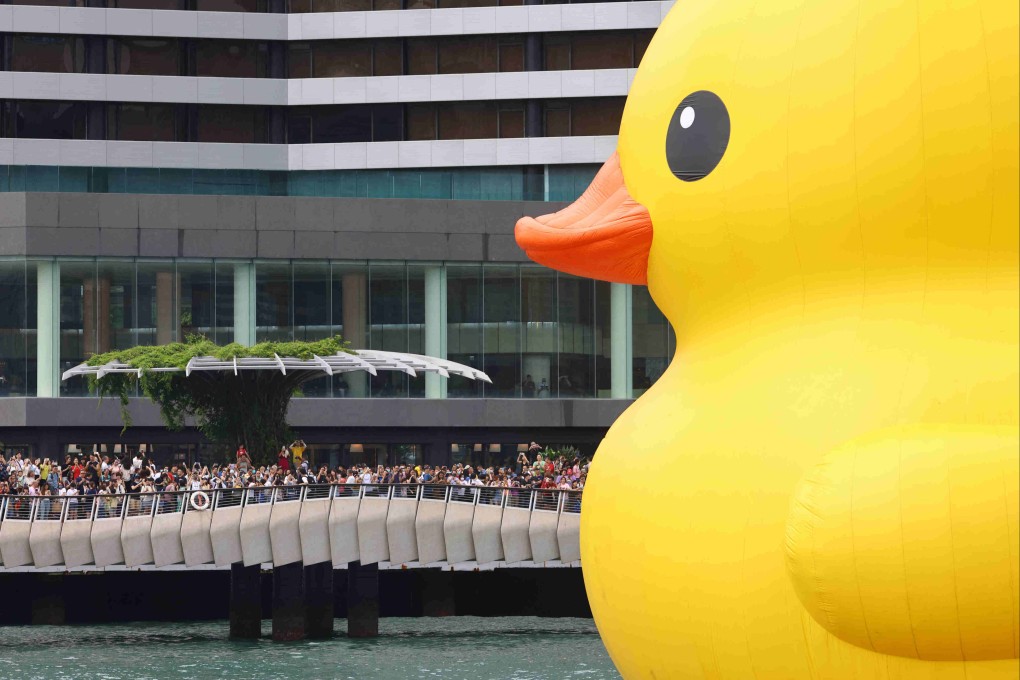 Sunday marks the last time the rubber duck duo can be seen together in Hong Kong. Photo: Dickson Lee