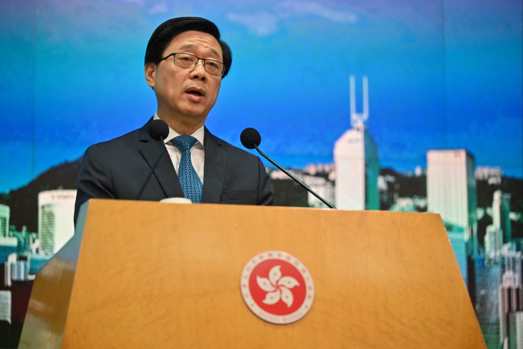 Chief Executive John Lee speaks during his weekly press conference at the government headquarters in Hong Kong. Photo: AFP