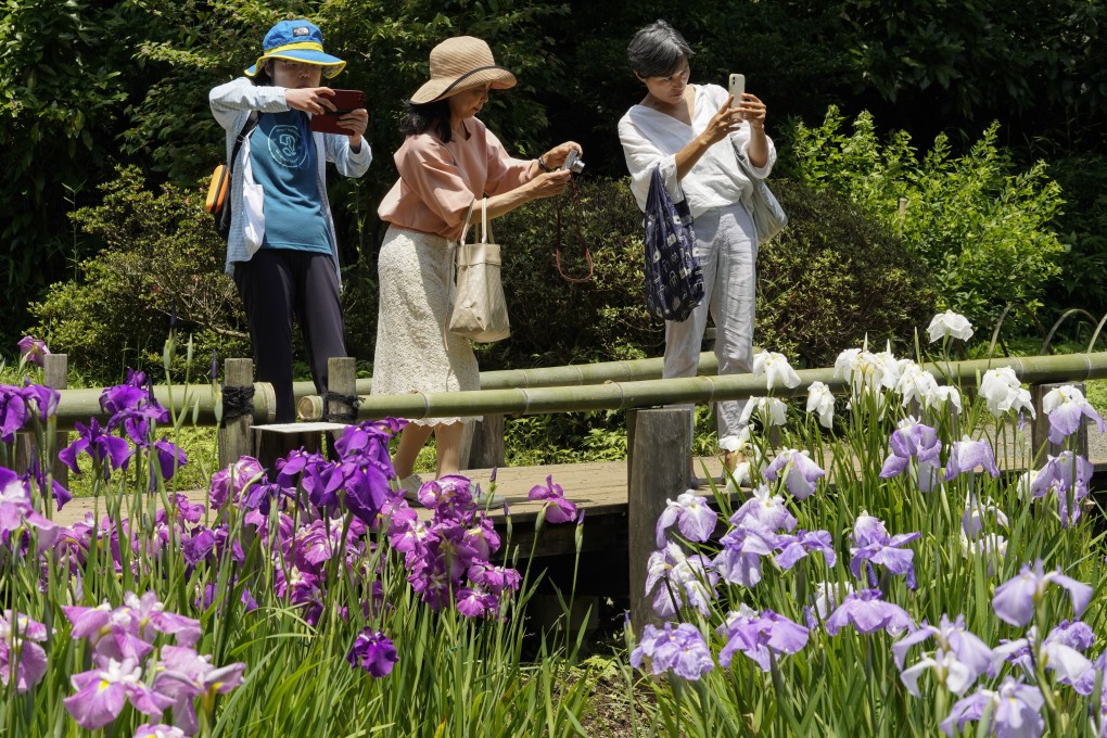 Tourists visit Meiji Shrine’s Iris Garden in Tokyo on June 13. Photo: EPA-EFE