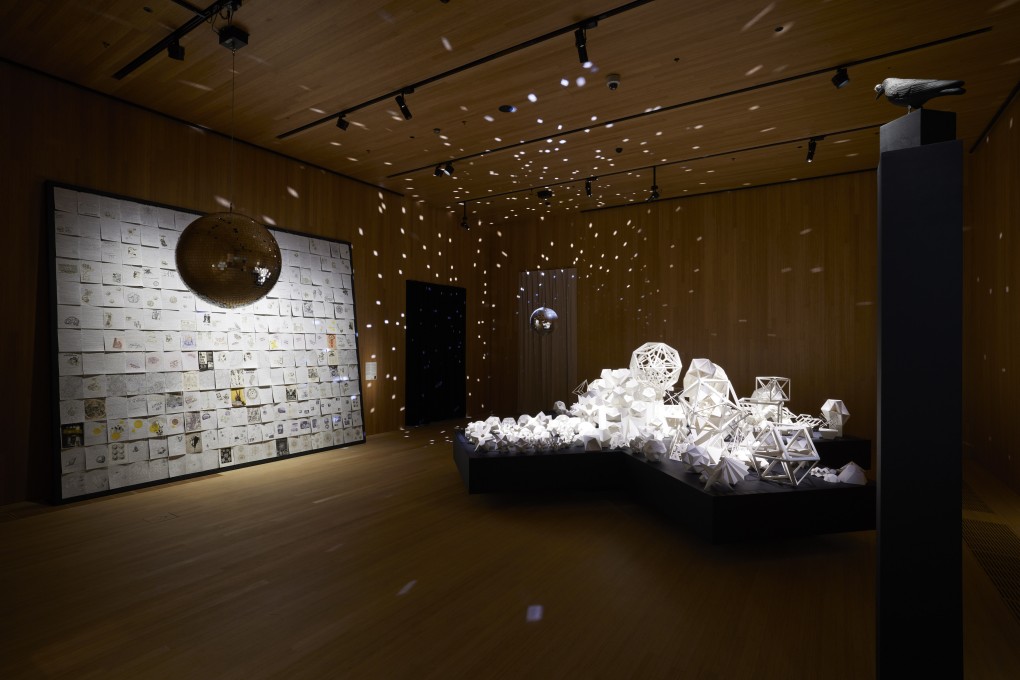 “Angela Su proudly presents: Lauren O—The Greatest Levitator in the Polyhedric Cosmos of Time”, at Hong Kong’s M+ museum, is Angela Su’s adaptation of her 2022 Venice Biennale exhibition centred on an anti-war alter ego from the 1960s. Photo: Lok Cheng/ M+