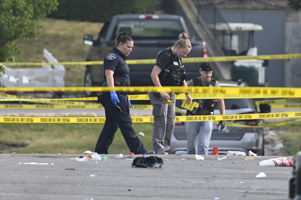 The scene of an overnight shooting at a shopping centre in Willowbrook, Illinois on Sunday. Photo: AP