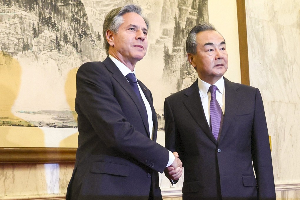 US Secretary of State Antony Blinken (left) and China’s top diplomat Wang Yi in Beijing on Monday. Photo: AFP