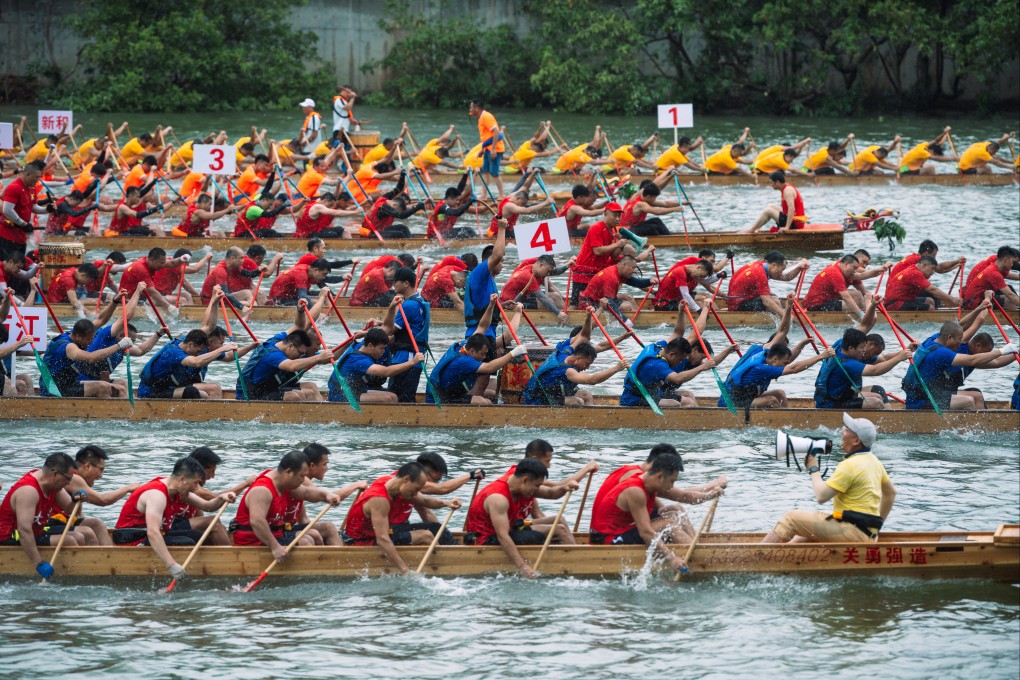 A dragon boat race in Dongguan, Guangdong province. The fifth day of the fifth lunar month marks Dragon Boat Festival in China, but the day is celebrated differently elsewhere in East Asia. Photo: Getty Images