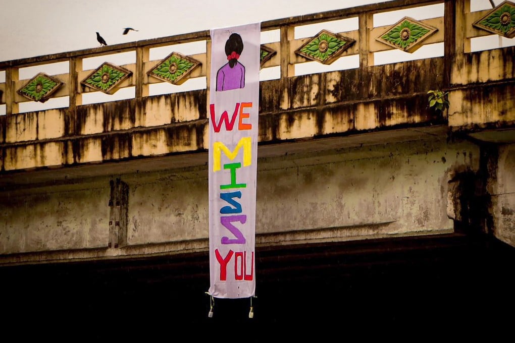 A banner hanging from a bridge in Myanmar on the 78th birthday of Aung San Suu Kyi, the country’s former leader who has been under arrest since the military ousted her government in February 2021. Photo: EPA-EFE