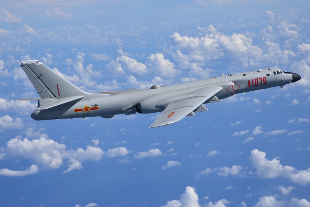 A new CCTV propaganda video features Beijing’s H-6K bomber, shown here flying over the South China Sea. Photo : eng.chinamil.com.cn / Handout
