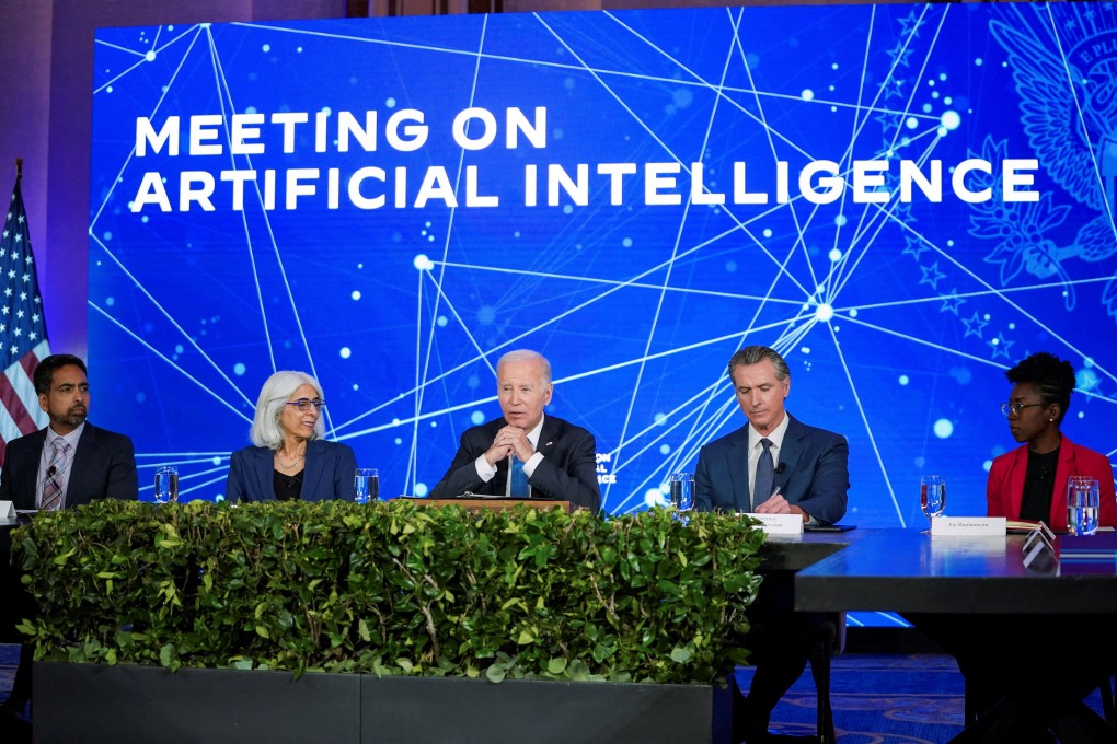 US President Joe Biden, Governor of California Gavin Newsom and other officials attend a panel on Artificial Intelligence in San Francisco on June 20, 2023. Photo: Reuters