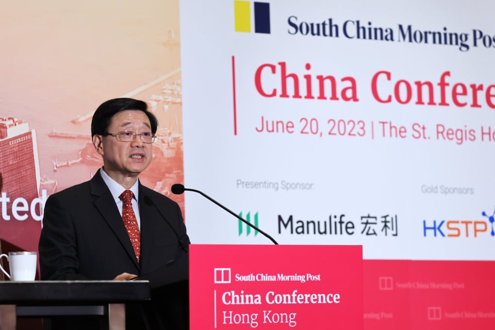 Chief Executive John Lee Ka-chiu at the South China Morning Post - China Conference Hong Kong in Wan Chai. Photo: May Tse