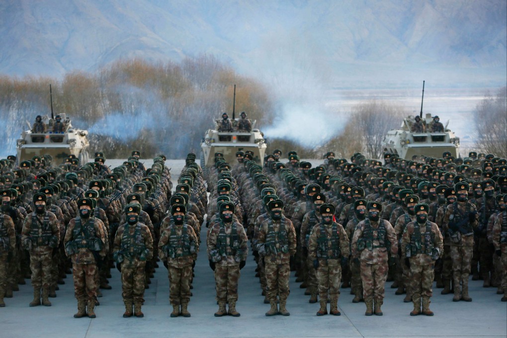 People’s Liberation Army soldiers assemble during military training. Photo: AFP