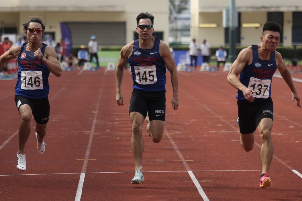 Hong Kong sprinter Ng Ka-fung (centre) has his work cut out if he is to beat Shak Kam-ching (left) and Lee Hong-kit to a spot in the Asian Games squad. Photo: Jonathan Wong