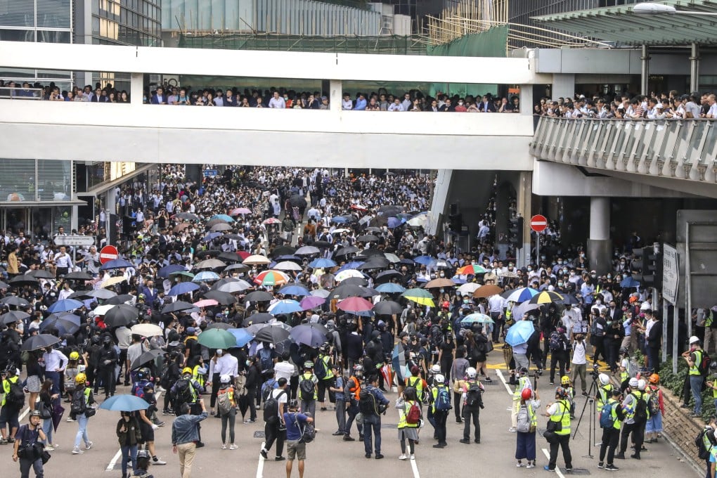 Protestors block streets in Central during the 2019 anti-government protests. Photo: K. Y. Cheng