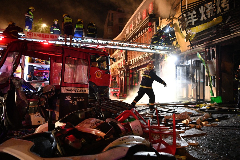 Firefighters work at the site of an explosion in Yinchuan, northwest China’s Ningxia Hui Autonomous Region, on Wednesday. Photo: Xinhua