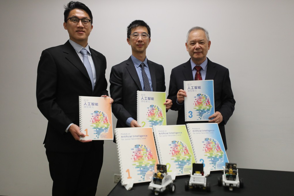 Hong Kong educators announcing the new artificial intelligence module. Photo: SCMP / Xiaomei Chen