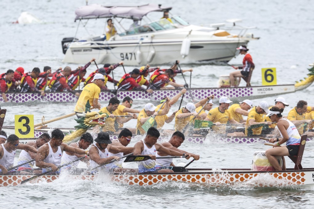 Participants take part in the dragon boat races in Hong Kong’s Victoria Harbour, Tsim Sha Tsui East. Photo: Yik Yeung-man