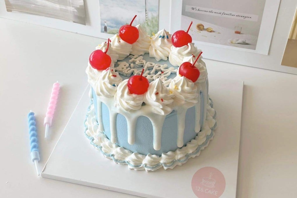 A sky blue cherry cake by Hong Kong Instagram bakery 126.cake. We look at 11 of the best Instagram bakeries to have sprouted up in the city over the past year. Photo: Instagram / @126.cake