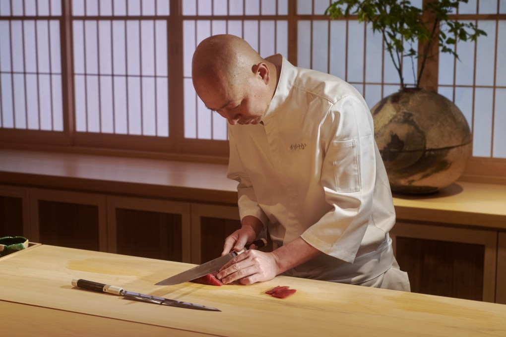 Chef Shinji Kanesaka at Sushi Kanesaka in the 45 Park Lane hotel in London, in 2023. At over US$530 a head for the chef’s selection menu, Sushi Kanesaka will have the most expensive set menu in the UK. Photo: Sushi Kanesaka