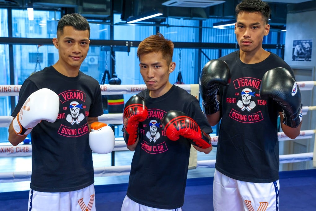 Hong Kong boxers (left to right) Lee Ka-wing, Raymond Poon Kai-ching, and Saagar Pradhan at Verano Boxing Club in Sai Ying Pun before their fights in Thailand.
Photo: Yik Yeung-man