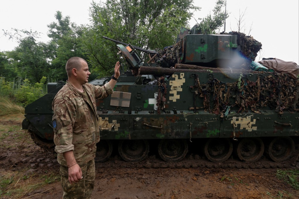 Ukrainian servicemen operate an M2 Bradley infantry fighting vehicle in Zaporizhzhia region, Ukraine on Monday. Photo: Reuters