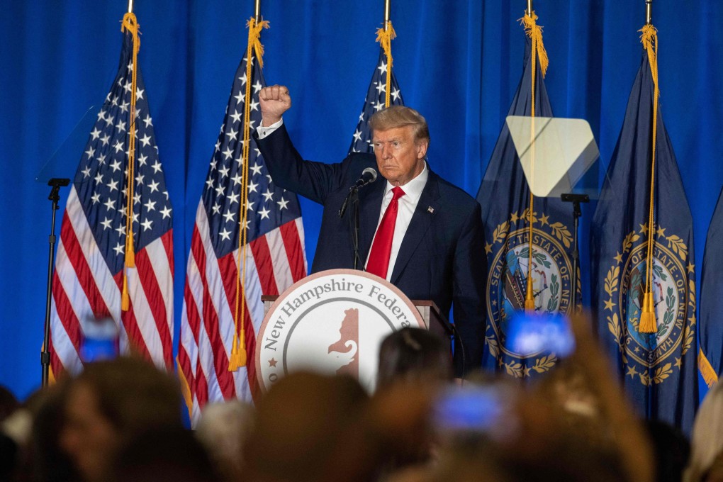 Former US president Donald Trump speaks at the New Hampshire Federation of Republican Women’s Lilac Luncheon on Tuesday in Concord, New Hampshire US. Photo: Getty Images / AFP