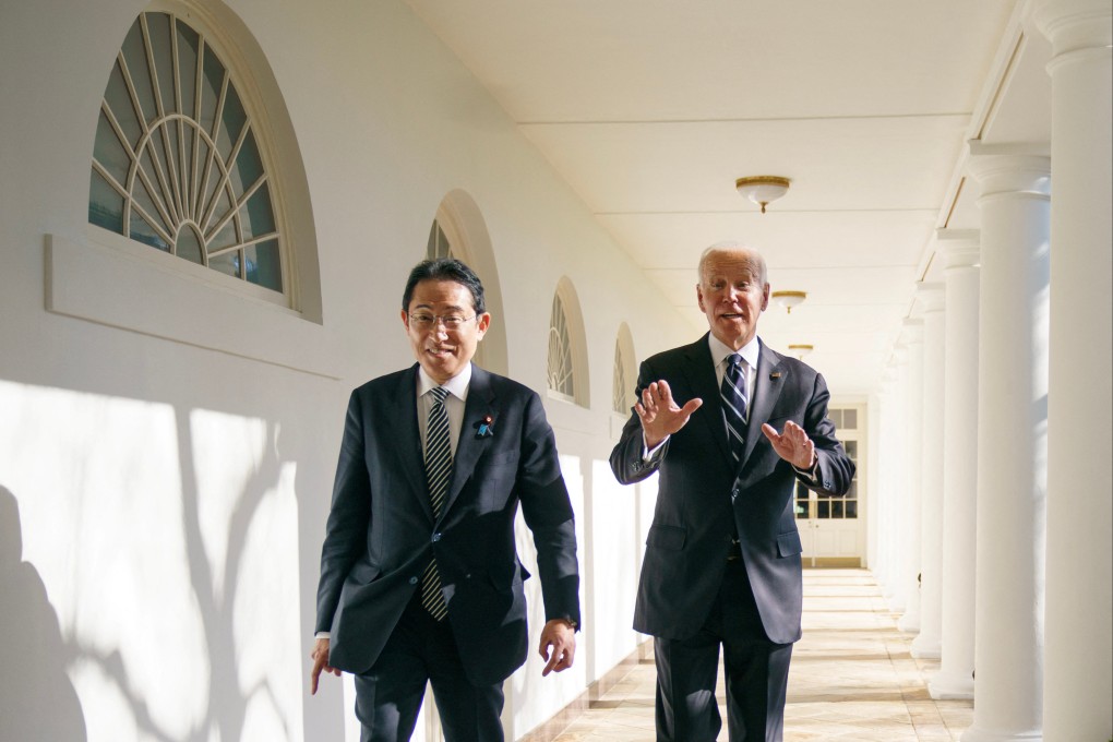 US President Joe Biden with Japanese Prime Minister Fumio Kishida (left) at the White House in Washington. Photo: Reuters
