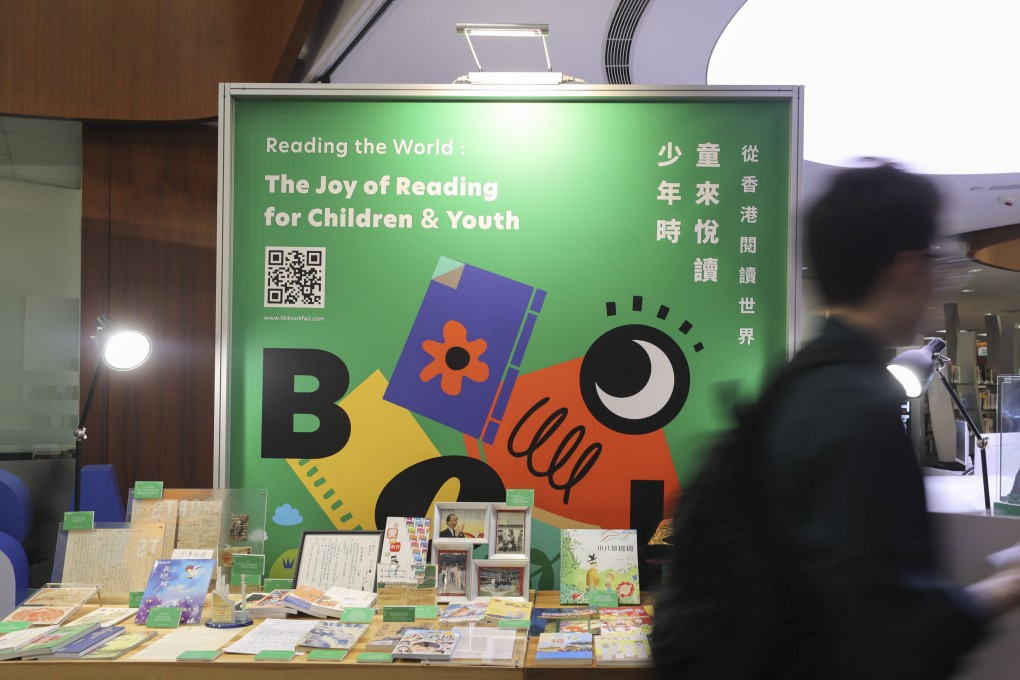 A stand promotes children’s literature at a media briefing for the 33rd Hong Kong Book Fair. Photo: Xiaomei Chen