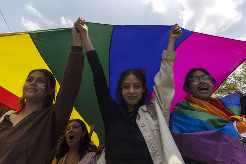 People take part in a Nepal Pride parade in Kathmandu on June 10. Photo: EPA-EFE