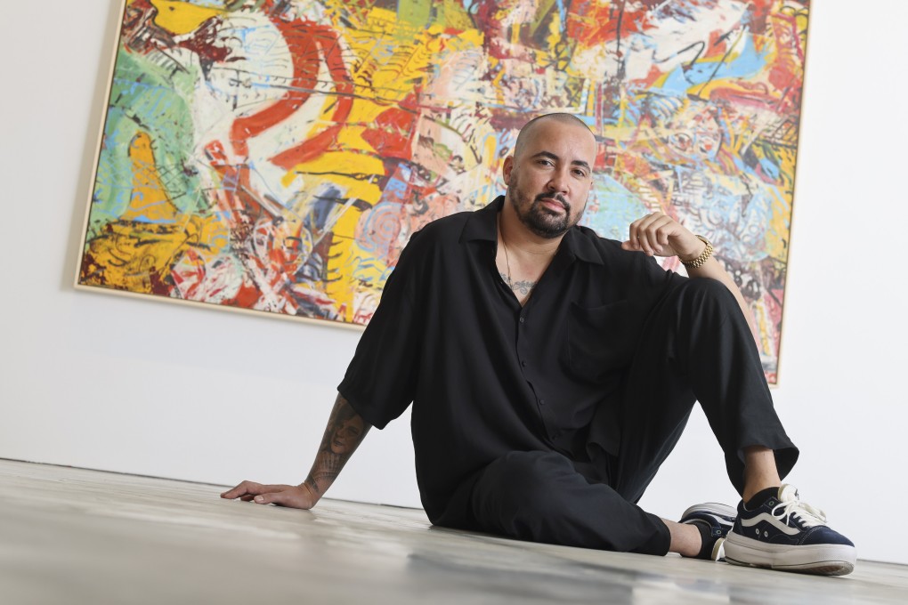 Puerto Rican artist Angel Otero with Debris (2023), one of his artworks at the Hauser & Wirth gallery in Central, Hong Kong. Photo: May Tse