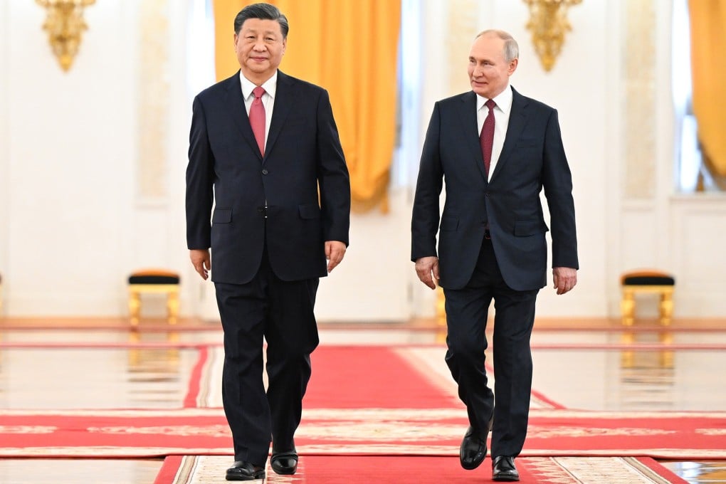 Chinese President Xi Jinping with Russian leader Vladimir Putin in Moscow in March. They announced a “no limits” partnership between the two countries last year. Photo: Xinhua
