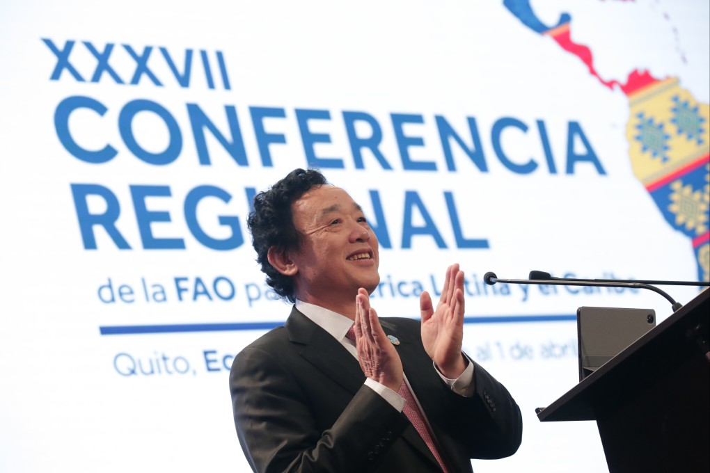 Qu Dongyu was re-elected president of the Food and Agriculture Organisation of the United Nations (FAO) on Sunday. Photo: Bolivar Parra / Presidencia Ecuador / dpa