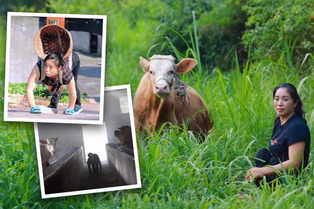 A Chinese woman who walks on all fours and used to beg for food now makes nearly US$700,000 a year and is an inspiration on mainland social media. Photo: SCMP composite/Weibo/@starvideo